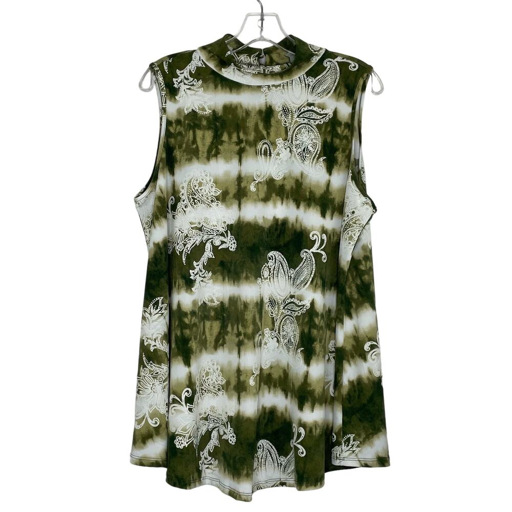 Cato green tie dye sleeveless top stretchy top paisley print women's size 14/16